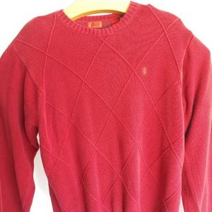 Izod Mens Sweater Long Sleeve Classic Red 100% Cot